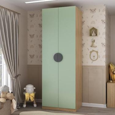 Imagem de Guarda Roupa Infantil Modulado 2 Portas com Cabideiro Joy Kids Cabecasa Madeiramadeira Verde/avena