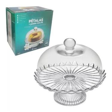 Imagem de Boleira De Vidro Com Pe Tampa Petalas De Jasmin 23x24 Cm