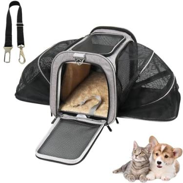 Imagem de Bolsa Pet Expansivel Transporte Viagem Avião Cabine Cachorros e Gatos e Cinto de Segurança - Duke & Dixie