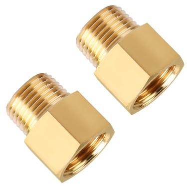 Imagem de Encaixe de tubulação de latão, SUNGATOR tubo macho de 1/2 polegada x 1/2 polegada fêmea tubo adaptador de encaixe de latão, 1/5.1 cm NPT macho para adaptador de encaixe de tubo fêmea NPT de 1/5.1 cm,
