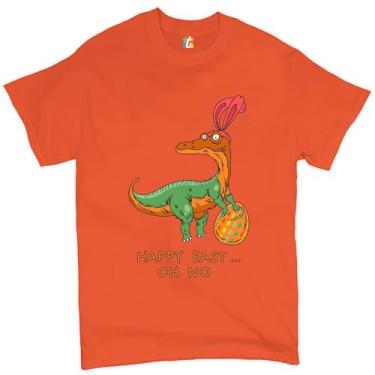 Imagem de Camiseta masculina Happy Easter Oh No Egg Hunting Dinosaur, Laranja, G