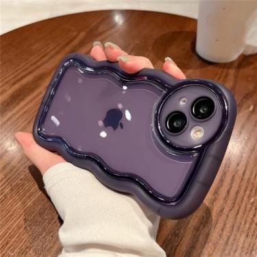 Imagem de Para iPhone 14 13 12 11 Pro Max XS X XR SE 7 8 Plus Capa antiderrapante ondulada borda curva transparente macia anti-queda lente capa de filme, roxo, para iPhone 13