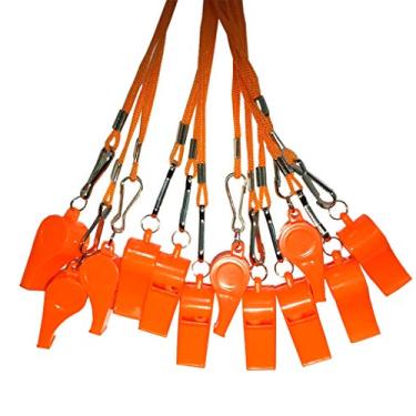 Imagem de DYBADYSA 20 peças apitos altos de plástico laranja com cordão para árbitro treinadores basquete futebol esporte treinamento jogo evento salva-vidas sobrevivência emergência diversão escola crianças conjunto de ferramentas fornecedores