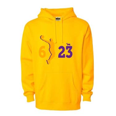 Imagem de HOFSM.COM Hall of Fame Sports Memorabilia Camiseta de basquete Lebron James 6-23 Los Angeles, Amarelo, M
