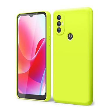 Imagem de oakxco Capa projetada para Motorola Moto G Power 2022 de silicone, cor brilhante neon vibrante, capa de telefone de gel de borracha macia para mulheres e meninas bonitas, fina e flexível TPU protetora de 16,5 cm, amarelo neon