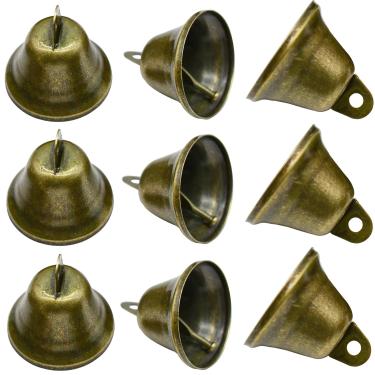 Imagem de Maydahui 10 Pequenas Sininhos de Bronze Vintage Mini (4 x 3,8 cm) para treinamento de banheiro, campainha de porta, casamento, coleira de cachorro, decoração de Natal