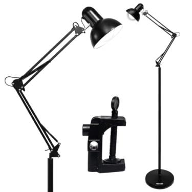 Imagem de Luminária de Chão 1,90m Articulada Techled Para Sala Escritório Coluna Preta