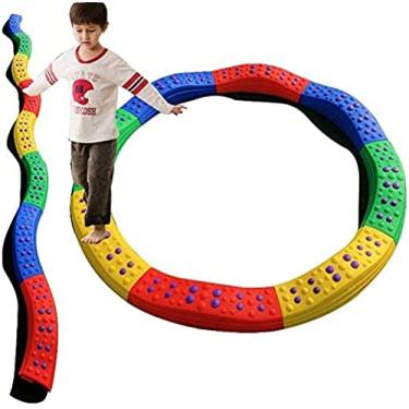 Imagem de Percurso de obstáculos de ginástica com trave de equilíbrio para crianças, punho de borracha, superfície antiderrapante, para exercícios internos e externos, melhora o desenvolvimento da cap