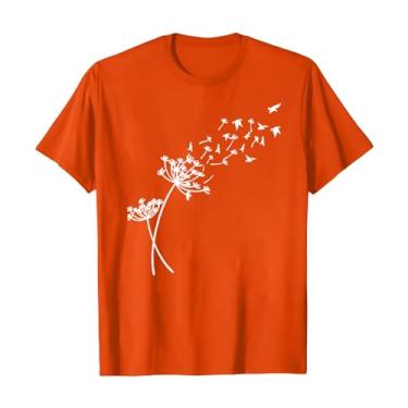 Imagem de Camiseta feminina com gola redonda e girassol, flores silvestres, estampada, casual, estampada, caimento solto, gola redonda, Laranja, M