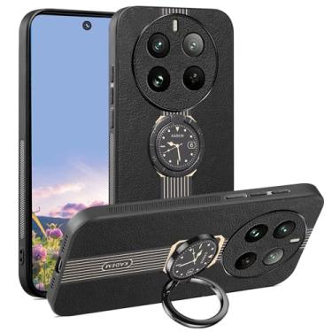 Imagem de Kainevy Capa de celular para Realme 12 Pro, capa protetora de couro silicone preta fina à prova de choque Realme 12 Pro capa com anel magnético de metal suporte estética luxo elegante (preto redondo)