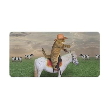 Imagem de Engraçado gato equitação cavalo almofada de mesa protetor antiderrapante grande tapete de rato de jogos à prova dwaterproof água almofada de escrita para escritório casa/753