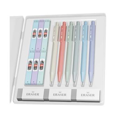 Imagem de Mr. Pen - Conjunto de lapiseira pastel com refis de chumbo e borrachas, pacote com 6, 2 tamanhos, 0,5 e 0,7 mm, conjunto de lápis mecânicos estéticos, lápis mecânicos pastel