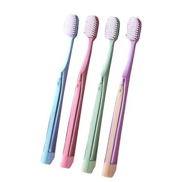 Imagem de RYZGOJV Escovas de dentes premium embaladas individualmente, cerdas de nylon macias multicoloridas, escovas de limpeza para dentes sensíveis e gengivas recuadas, 5 peças-B08