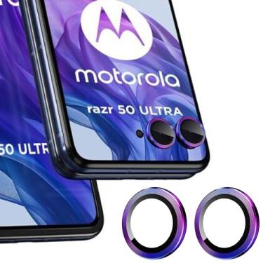 Imagem de Zeking (Conjunto de 2 protetores de lente para câmera Motorola Razr 50 Ultra, vidro temperado ultrafino 9H com bordas de alumínio, capa de lente de metal individual (cor)