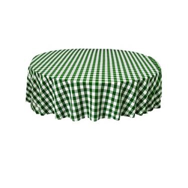 Imagem de LA Linen Toalha de mesa redonda xadrez de poliéster, 182 cm, verde/branco