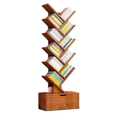 Imagem de Generic - Prateleira de Armazenamento de Chão para Livros, CDs, Plantas, Estante Organizadora de Árvore com Armário, Estante Rústica para Sala de Estar, Escritório, Quarto - 14 Camadas