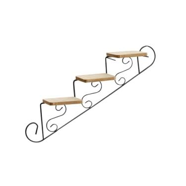 Imagem de Generic Prateleira decorativa de escada, suporte de planta, rack de armazenamento de decoração de parede retrô, prateleira de parede para banheiro, cozinha e, para baixo