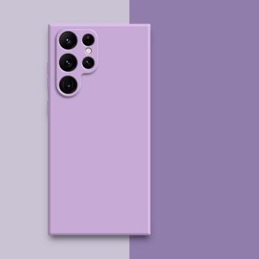 Imagem de Capa quadrada de silicone líquido para Samsung Galaxy S23 S24 Ultra S22 Plus S21 FE S20 Note 20 10 S8 9 10 Plus Protetora de tecido macio telefone Back Cove, grama roxa, para Samsung s23 FE