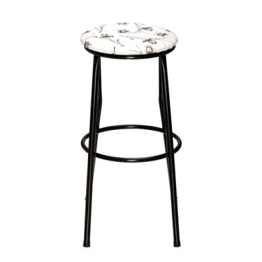 Imagem de Banqueta Alta Sem Encosto Cozinha Balcão Bar Bancada (Floral Branco)