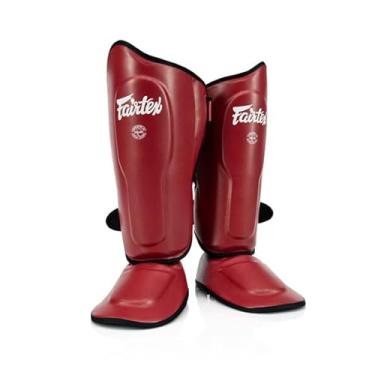 Imagem de Fairtex SP9 Ultra Ergo Shin Pads | Muay Thai, Kickboxing Shin Guards made with Syntek Leather (Red, Medium)