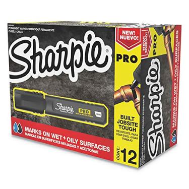 Imagem de Sharpie Marcador permanente profissional, médio, ponta de cinzel, preto, 12 unidades (2018326)