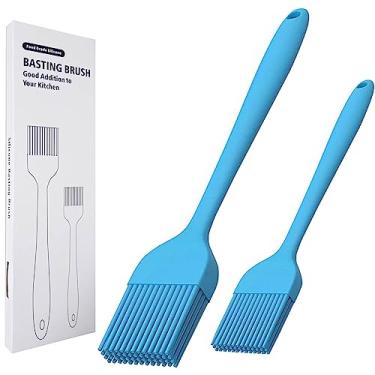 Imagem de KitsKap 2 pincéis de silicone para pastelaria para óleo, churrasco, grelha, molho para cozinhar, pode ir à lava-louças (azul)