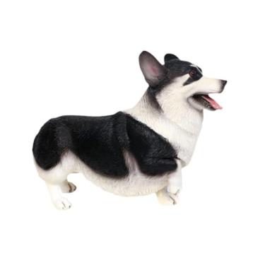 Imagem de Vaveren Figura de cachorro brinquedo corgi estátua de cachorro pré-escola, brinquedo educacional animal, esculturas, para lembrancinhas festa tema páscoa, Preto