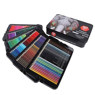 Imagem de Conjunto de 180 peças de lápis de cor profissionais adultos pintura desenho desenho ferramentas com caixa de ferro