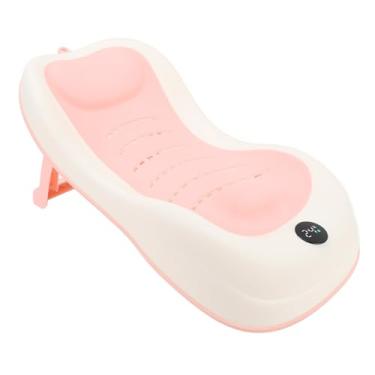 Imagem de Suporte de Banho Infantil, Assento para Banheira de bebê Com Termômetro, Pia Macia Antiderrapante, Suporte Portátil para Banho de bebê, Multifuncional para Recém-nascidos e (rosa)
