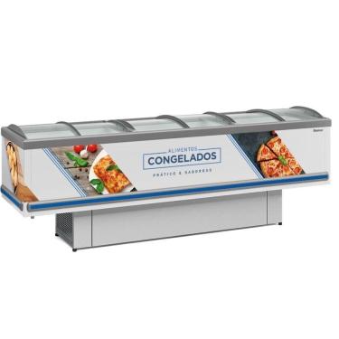 Imagem de Ilha Plus Dupla Ação Vidro Curvo Gesv290c Gelopar Expositor 827 Litros Branco 110v