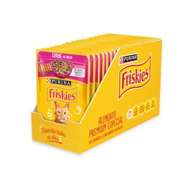 Imagem de Pack Nestlé Purina Friskies Ração Úmida Para Gatos Adultos Carne Ao Molho - Com 15 Sachês 85g