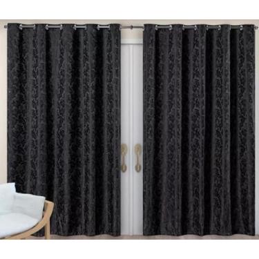 Imagem de Cortina Jacquard Para Sala 400x250 Ótimo Caimento Admirare, Preta