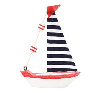 Imagem de Mini barco à vela, decoração de veleiro de madeira artesanal náutica vintage, mini barco à vela decorativo modelo de madeira veleiro decoração de mesa para ornamento doméstico