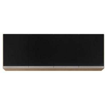 Imagem de Armário Aéreo 160cm 4 Portas Nevada Castanho/Preto - Lumil Móveis, Cas