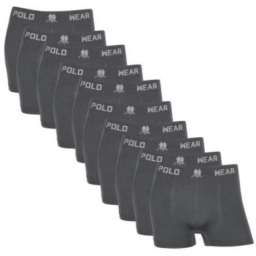 Imagem de Kit10 Cueca Masculina Boxer Polo Wear Microfibra Confortável, Chumbo, 