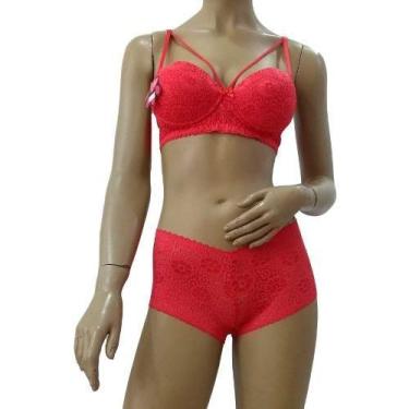 Imagem de Conjunto de Lingerie Calcinha e Sutiã Renda Caleçon Strappy  Rafa Gath