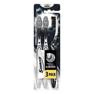 Imagem de Escova Dental Sorriso Macia Infusão de Carvão Branco Irresistível 3 un