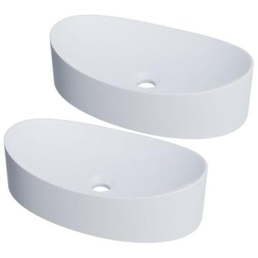 Imagem de Kit 02 Cubas de Apoio Canoa Para Banheiro Lavabo C01 BC47W Branco Matt