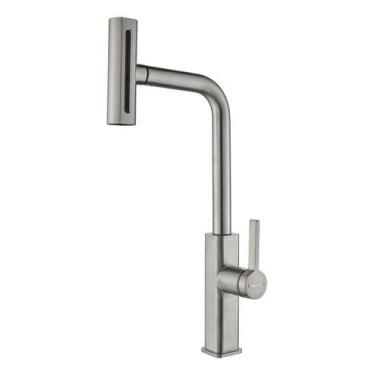 Imagem de Torneira Misturador Gourmet Cozinha Monocomando Aço Escovado - Gowff