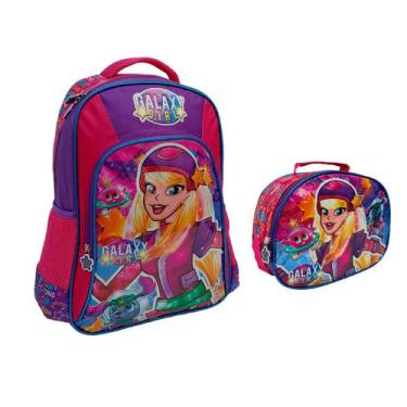 Imagem de Kit mochila e lancheira escolar galaxy girl - Vozz, Rosa Roxo, M