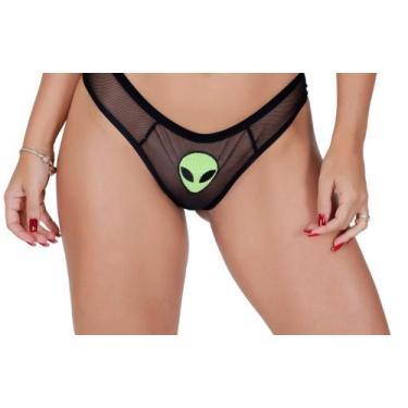Imagem de Tanga Sexy Feminina Conforto De Tule Transparente e Bordada - Boutique