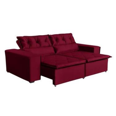 Imagem de Sofá Paraná 2,00 metros Retrátil e Reclinável  Veludo Vermelho  Sofá n