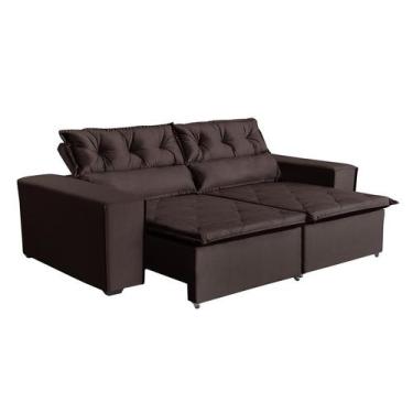 Imagem de Sofá Paraná 2,00 metros Retrátil e Reclinável  Veludo Marrom  Sofá na 