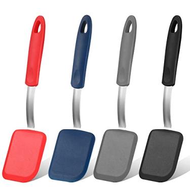 Imagem de Gejoy 4 espátulas de silicone para biscoitos, mini espátulas de brownie, flexíveis de silicone, antiaderentes, resistentes ao calor, sem arranhões, para panquecas de ovo (cinza, azul, preto, vermelho)