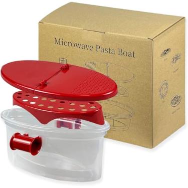 Imagem de Barco de macarrão de micro-ondas com coador - Fogão para arroz, legumes, frango