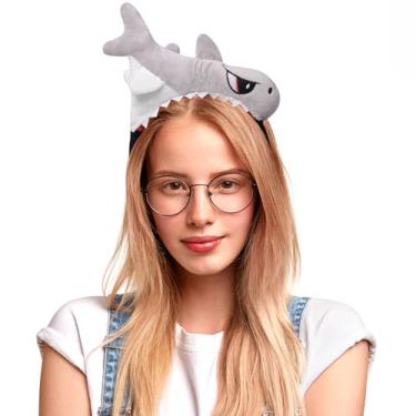 Imagem de ODOCARE Tiara de tubarão de pelúcia, Shark Bite on My Head Funny Headwear, Cinza tubarão, Adjustable" or "One Size Fits All