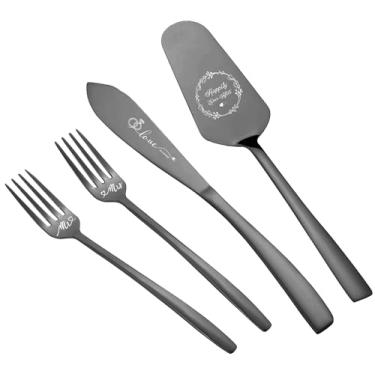 Imagem de Conjunto de faca e servidor de bolo de casamento, conjunto de corte de bolo para presentes de casamento, garfos de bolo e cortador de bolo para aniversário, presentes de casamento, presentes de chá de