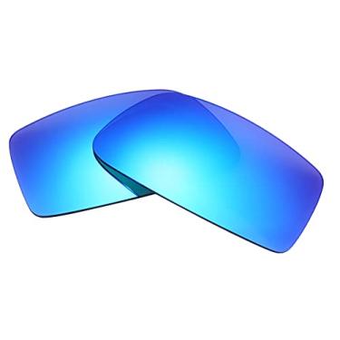 Imagem de HeCheng Lentes espelhadas polarizadas intercambiáveis de substituição para óculos de sol Gascan armação de óculos de sol (azul gelo), Azul, Gascan