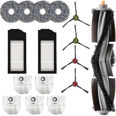 Imagem de Pacote com 16 peças de reposição compatíveis com ECOVACS DEEBOTX1 Omni / X1TURBO / X1 Plus /T10 Acessórios para aspirador de pó robótico, 1 escova de rolo, 2 filtros HEPA, 5 sacos de pó, 4 escovas