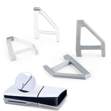 Imagem de YWLRONG 4 peças para PS5 Suporte de console fino, base plana, suporte horizontal compatível com acessórios Sony PlayStation 5 Slim Disc Edition (transparente + cinza)